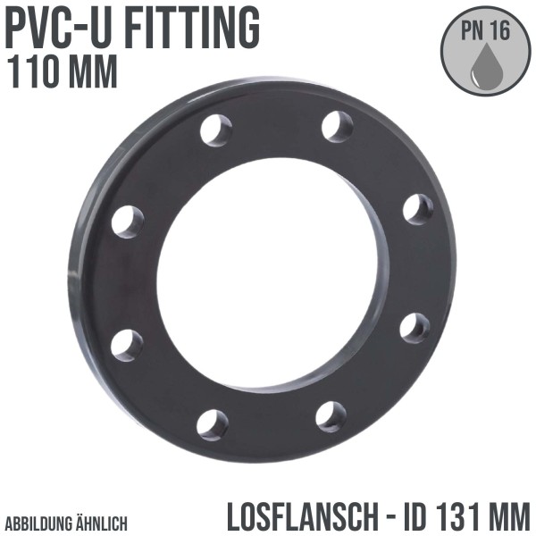 110 mm PVC Klebe Fitting Los Flansch Muffe Verbinder DN 100 - ID 131 mm - PN 16 bar