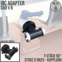 S60 x 6 IBC Adapter T-Stück auf 2-fach STORZ D DN25 KA31 Übergangsstück Pumpenanschluß Container Tan